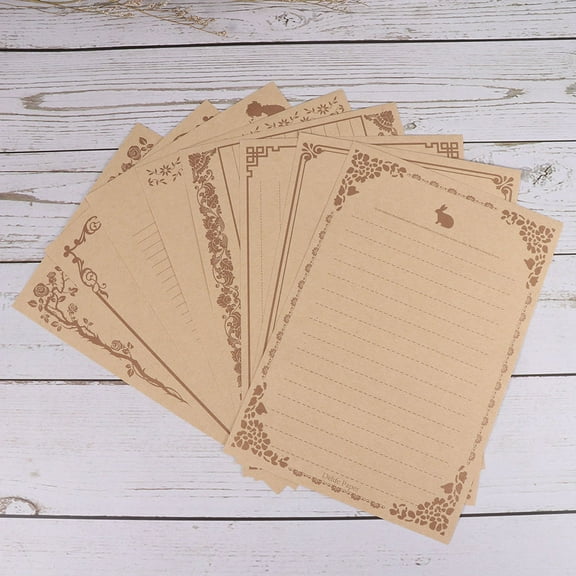 Raindrops 8Pcs Decorated Light Brown Writing Paper for Creative Writing Note Taking Letter Writing Stationery
