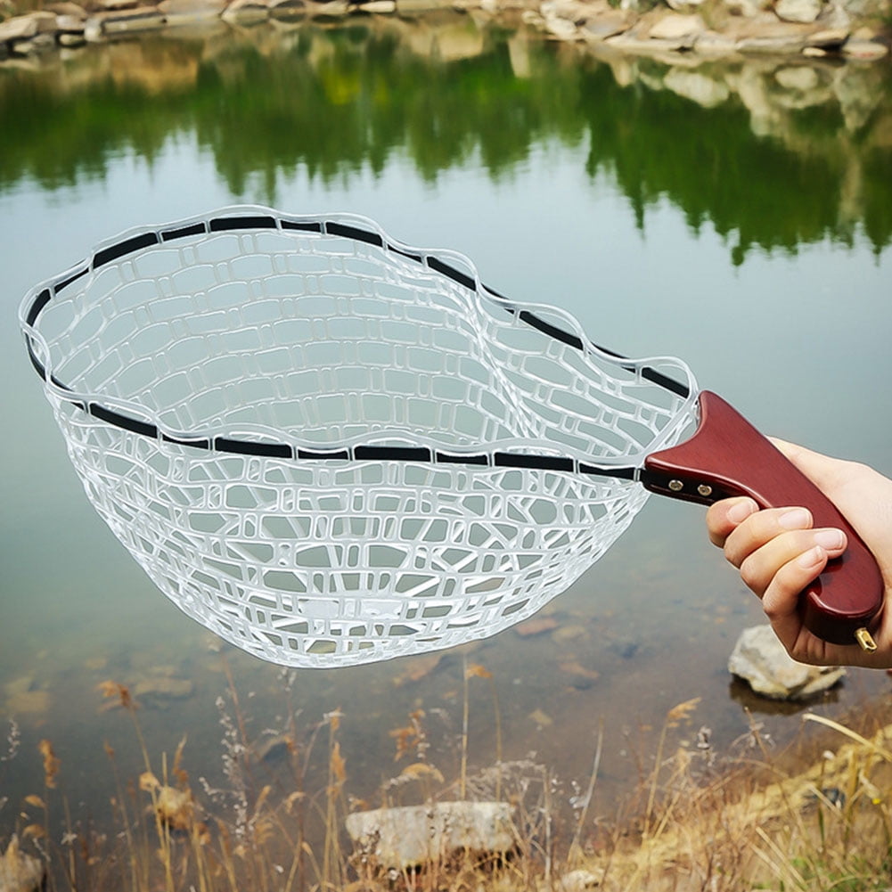 HUISZJ Fishing Landing Net, Wooden Handle Fish Landing Net, Portable Fishing net