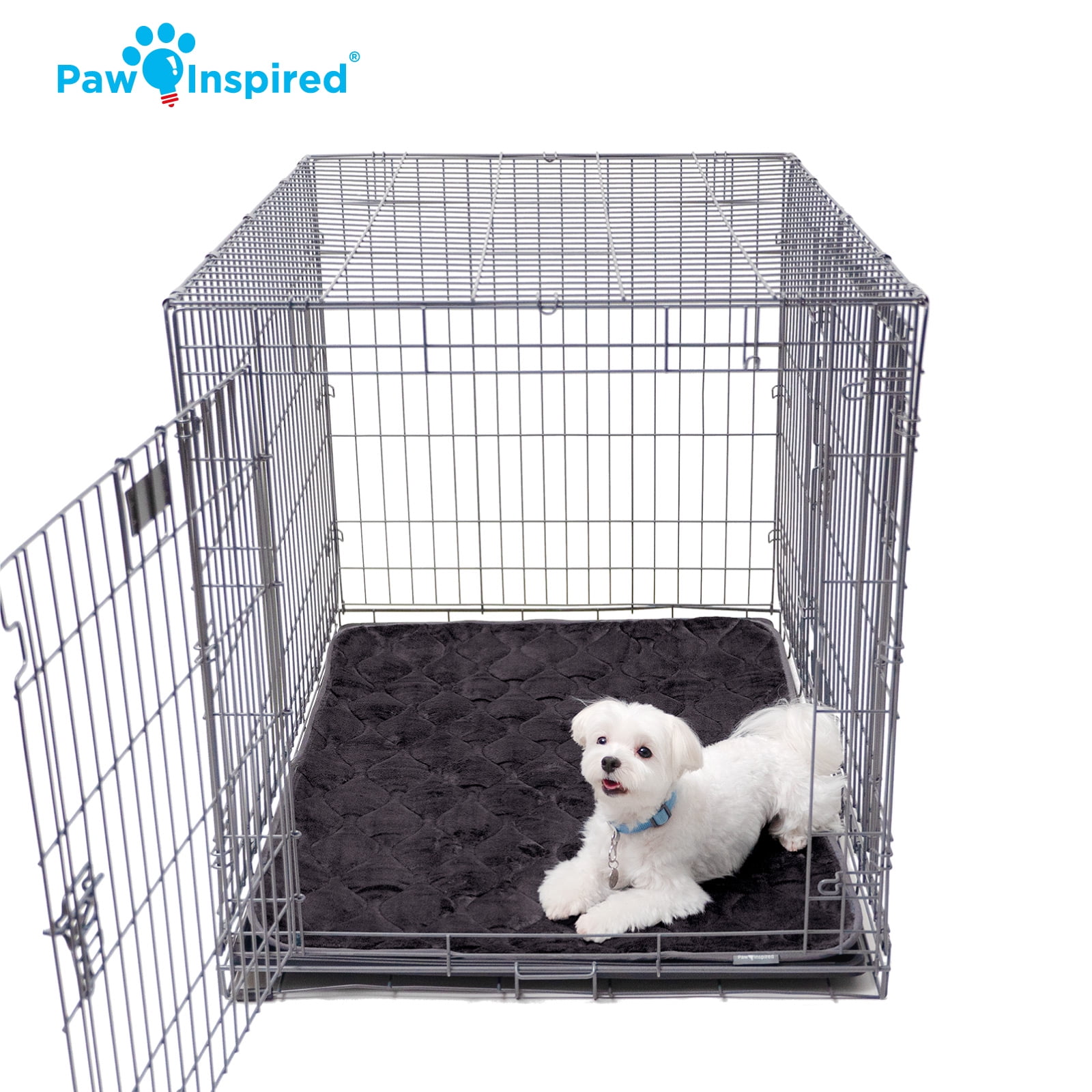 Paw Inspired Washable 42" Dog Crate Mat, Size 41x28 Inch, Waterproof Dog Crate Kennel Bed Anti-Slip Bottom Leakproof Pads (Tan)