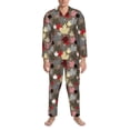 thumbnail image 3 of Sikiie Maple colorful Mens Pajama Set, Soft Warm Long Sleeve Sleepwear, Cozy Button-Down Pjs for Men-Medium, 3 of 7