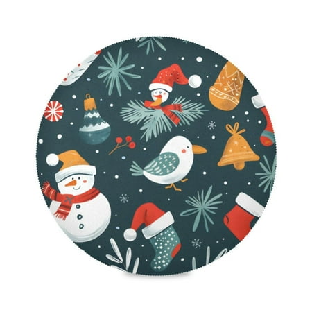 

Round Plate Mat 15.4x15.4 Inchesx6 Placemat Table Mat Kitchen Mat Coffee Mat Fabric Thick Strong Wear-Resistant Heat Resistance Lovely Snowman
