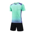 thumbnail image 5 of Boys Summer Outfit Ndbuld Children's Short Sleeve Top With Elastic Waist Shorts Sportswear And Soccer Set For Middle And Big Kids Green M, 5 of 6