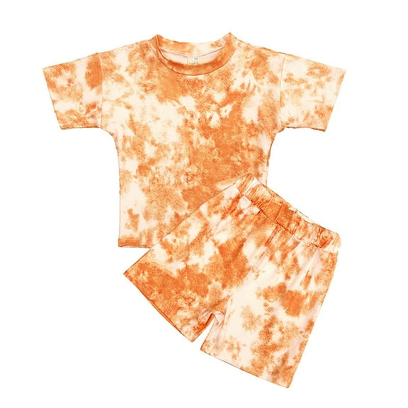 MEZZALL Boys Outfits Sets Tie Dye Short Sleeve Shirt And Shorts 2PCS Casual Play Clothes For Toddler Kids Comfortable Summer Outfits Infants Dailywear Classic / 5-6 Years