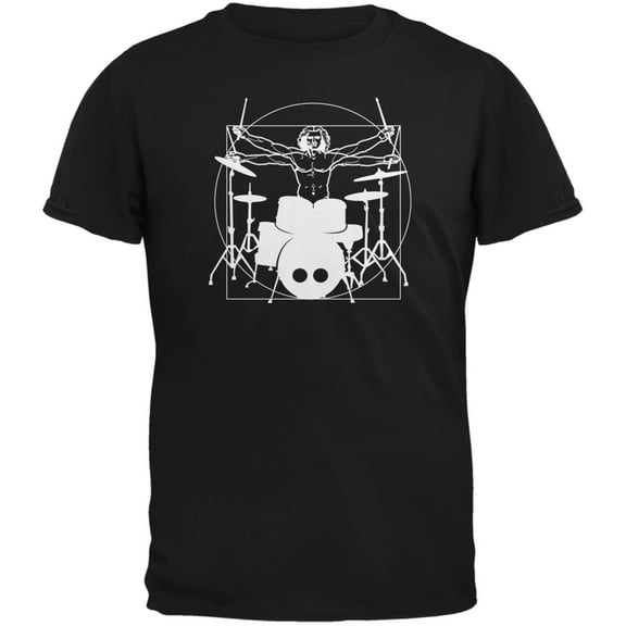 Vitruvian Man Drummer Black Adult T-Shirt - Large