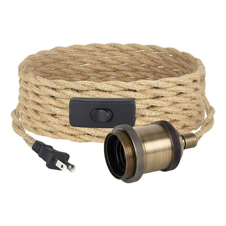

Pendant Light Cord Industrial 16.4ft Pendant Light Cord Hanging Light Kit with Switch Plug in Vintage Twisted Rope Pendant Lamp Cord with E26 E27 Socket