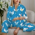 thumbnail image 6 of Fuzoiu Cartoon Chicken Print Women's Long-Sleeved Pajama,Lounge Button Down Nightwear,Womens Notch Collar Pajama Set-XX-Large, 6 of 7
