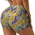 thumbnail image 2 of Sigee Lavender Flowers Print Women's High Waist Workout Shorts - Squat Proof, Tummy Control, Yoga and Gym Activewear-Medium, 2 of 9