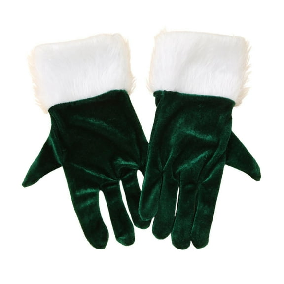 GPOECD Elegant Christmas Eve Party Gloves Short Gold Velvet White Formal Performance Attire Accessory Green,One Size