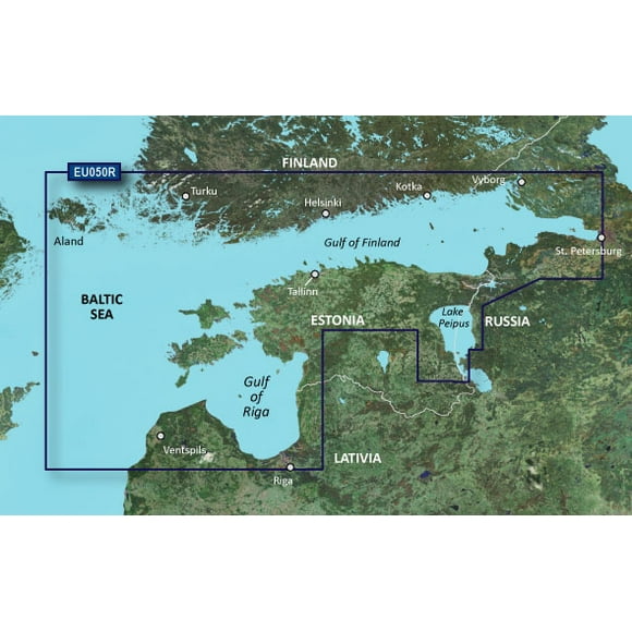 Garmin Marine Cartography 010-C0786-00 BlueChart G3 Vision; Compatible With Chart Plotters; VEU050R; Detailed Coverage Of Gulfs Of Finland And Riga Charts; On SD/Micro-SD Card