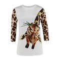 thumbnail image 5 of Puntoco - Camiseta holgada con estampado de moda para mujer, blusa de manga 3/4 de longitud media, cuello redondo, tops casuales Puntoco Puntoco-3495, 5 of 5