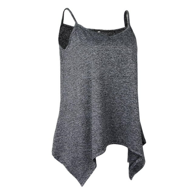 de para Mujer Tops con Tirantes Finos Camisetas Sin Cuello en V Plisado Camisola , Gris XL, XL Gray XL Hugo tirante de espagueti sin mangas