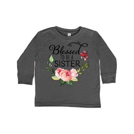 

Inktastic Blessed to Be a Sister with Pink Flowers Gift Toddler Boy or Toddler Girl Long Sleeve T-Shirt