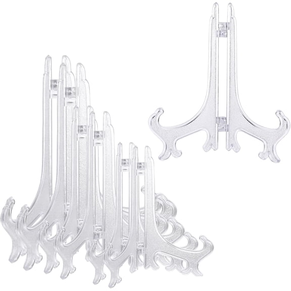 6Pcs Plastic Easel Plate Display Stands, 6/8/10 Inches *2 Acrylic Plate Stand Clear Display Stand for Display Pictures or Other Items at Weddings, Birthdays, Home Decoration, Tables