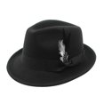 thumbnail image 2 of OIOLOYJM Fedora Hats for Men Casual Classic Short Brim Felt Hat with Feathers Band Fashion Outdoor Dress Work Trilby Hats Black, 2 of 4