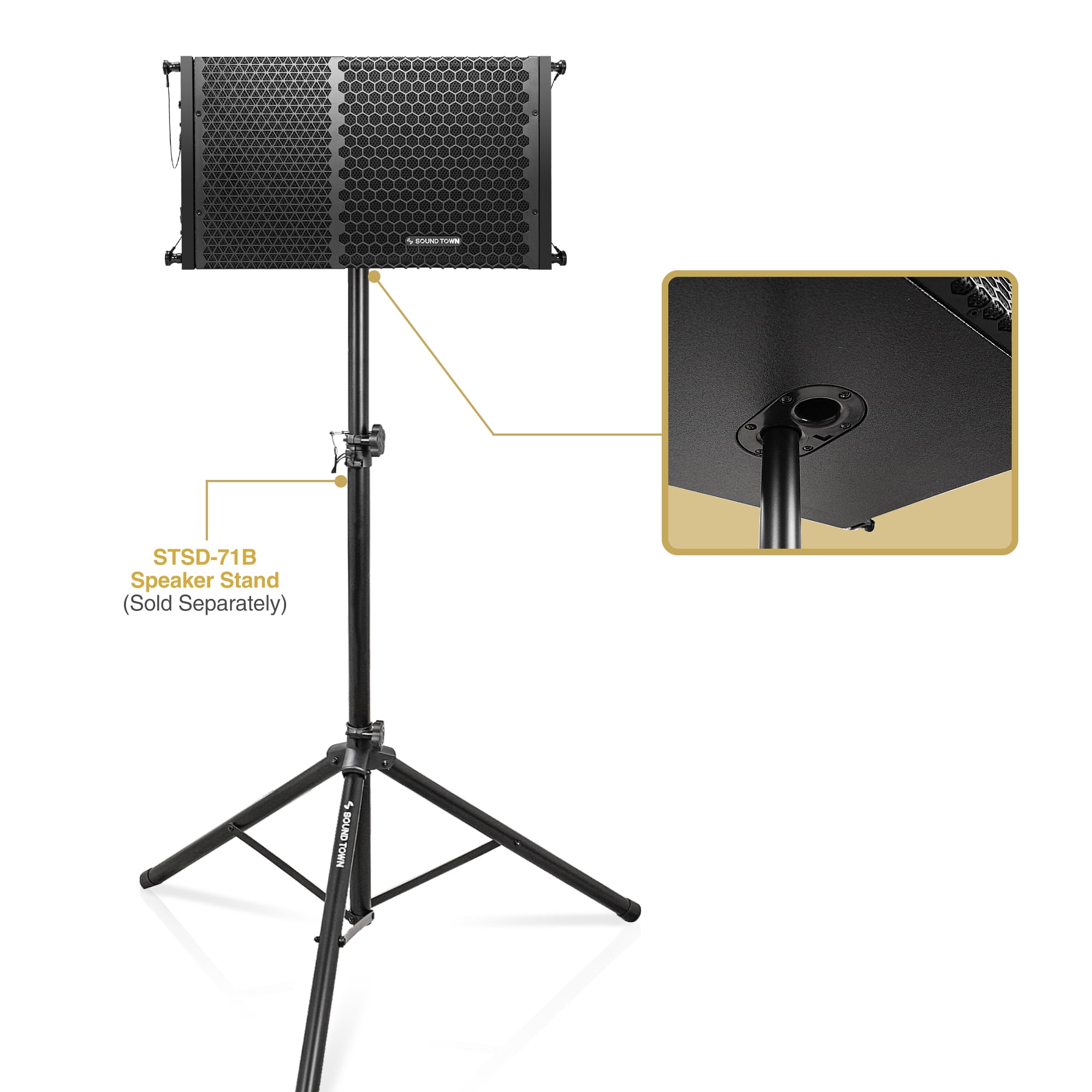 Sound Town ZETHUS Series 10” Passive Two-Way Line Array Loudspeaker, Full-Range/Bi-Amp Switchable, Birch Plywood, Black (ZETHUS-110)