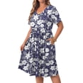 thumbnail image 3 of WellSize Plus size Dresses For Women Floral Casual V Neck Short Sleeve Sundresses Midi Summer Dress with Pockets, 3 of 8