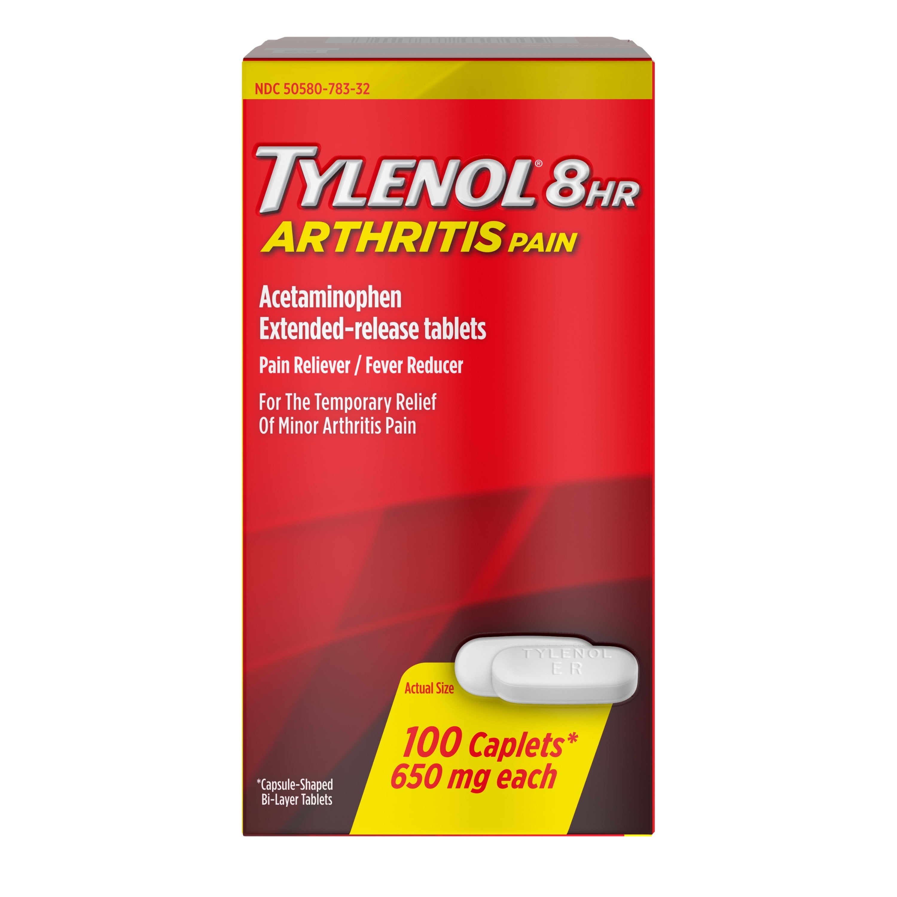 Tylenol 8 Hour Arthritis Joint Pain Acetaminophen Tablets 100 Ct Walmart Com Walmart Com