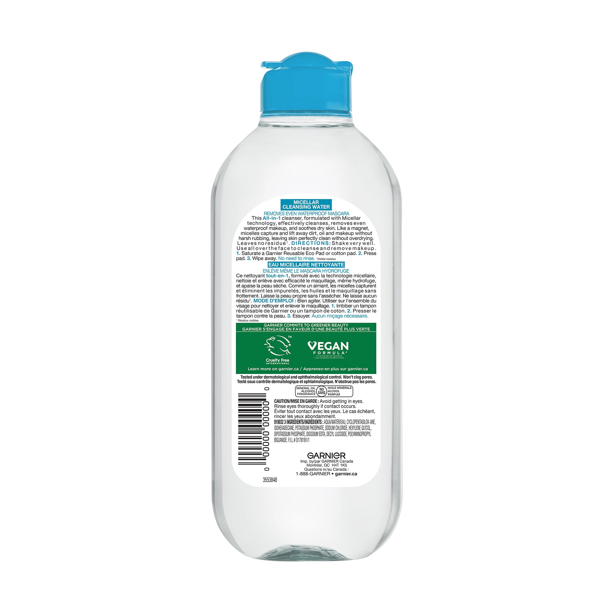 Garnier Micellar Water Makeup Remover For Waterproof Makeup, 400ml