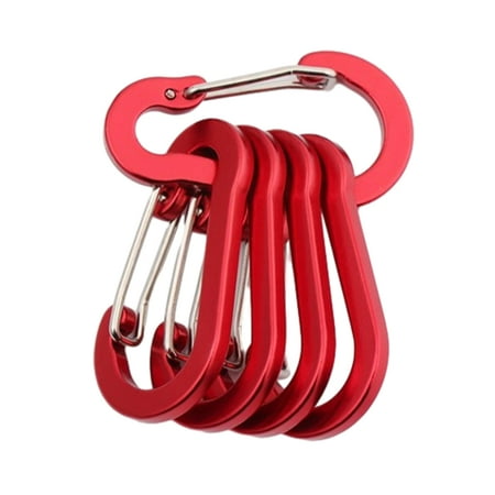 5Pcs D-Shape Spring Clip Carabiner Hook Aluminum Alloy Spring Carabiner Clip for Camping Hiking Fishing Backpacking