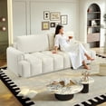 thumbnail image 3 of VEPXXP 90.2" King Size Convertible Sleeper Sofa Bed, Teddy Fabric 4-Seater Couch with Hidden Storage Chaise & Casters, Modern Multi-Functional Furniture for Home Office, White, 3 of 11