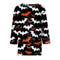 thumbnail image 4 of Camiseta de mujer con estampado de Halloween, manga 3/4, para uso diario, fin de semana, básica, cuello redondo, top regular, 4 of 5