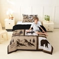 thumbnail image 4 of Manfei Jungle Wildlife Twin Comforter Sets,Mountain Pine Bedding Set,Brown,Black Reversible,2pcs,1 Comforter and 1 Pillowcase, 4 of 7