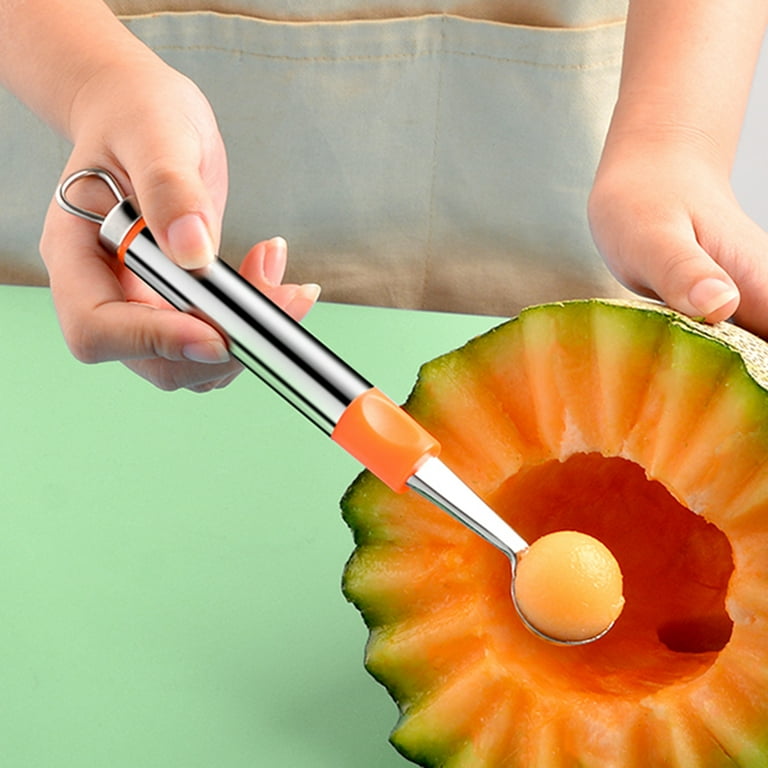  2 Pcs Double-Sided Fruit Melon Baller Spoon 2 in 1 Stainless  Steel Melon Ballers Melon Scoop for Watermelon Cantaloupe Icecream Ball,18cm:  Home & Kitchen