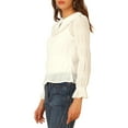 thumbnail image 4 of INSPIRE CHIC Women's Peter Pan Collar Long Sleeve Swiss Dots Chiffon Blouse Top White L, 4 of 6
