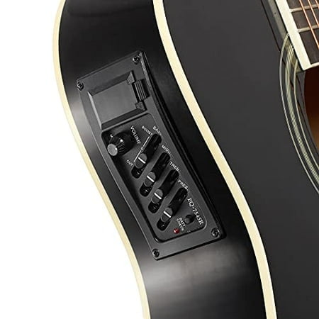 Jameson Guitars Full Size Thinline Acoustic Electric Guitar with Free Gig Bag Case & Picks Black Right Handed
