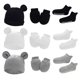 thumbnail image 3 of juego de guantes antiarañazos para bebé, gorro con nudo en la cola, funda para los pies, guantes de algodón suave para recién nacidos, calcetines, gorros y gorras, color blanco, 3 of 5