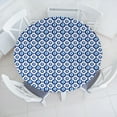 thumbnail image 3 of Ambesonne Evil Eye Fitted Round Tablecloth, Symmetrical, 56"- 60" Diameter, Blue Pale Blue White, 3 of 5