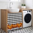 thumbnail image 3 of Thanksgiving Fall Cabinet Curtain 35"Wx35"L,Dustproof Under Sink Skirt W/ Self Adhesive Tape,Orange Pumpkins Botanical Black Plaid Cabinet Curtain Cover for Kitchen Sink,Bathroom Vanity,Laundry Room, 3 of 9