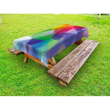 

Abstract Outdoor Tablecloth Fractal Hazy Quirky Forms Artistic Triangles with Trippy Effects Modern Display Decorative Washable Fabric Picnic Table Cloth 58 X 84 Inches Multicolor by Ambesonne
