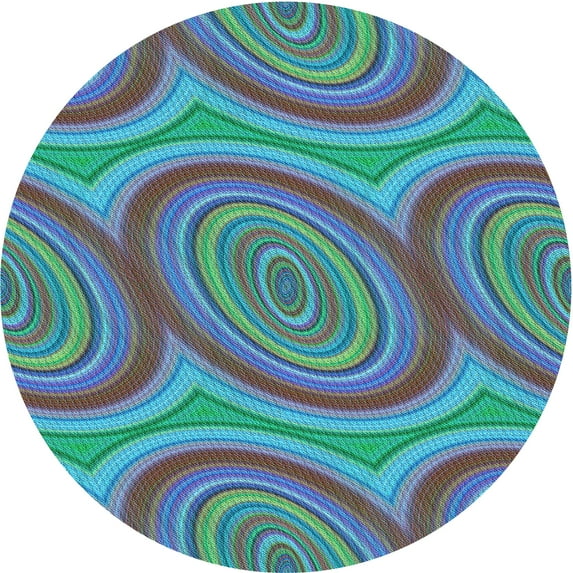 Ahgly Company Indoor Round Patterned Light Sea Green Area Rugs, 6' Round