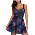 thumbnail image 1 of Women Padded Swimwear Bathing Dress Briefs Tankini Set Swimsuit Plus Size, 1 of 2