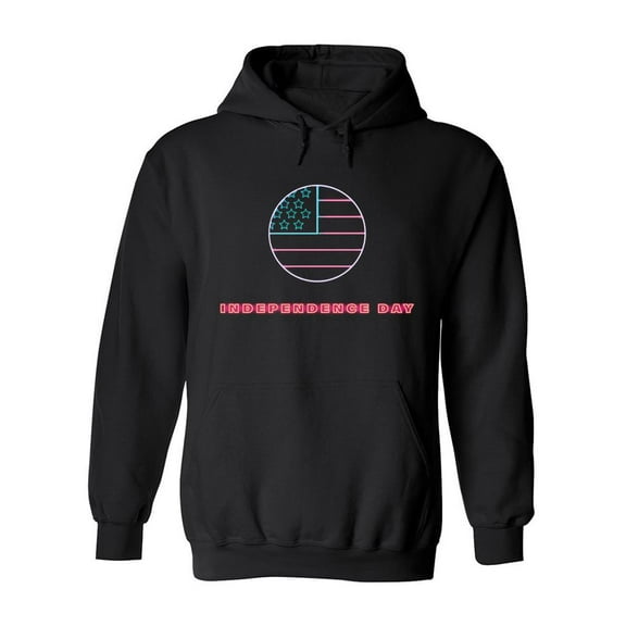 Independence Day Neon Design Hoodie Men -Image by Shutterstock, Male 3X-Large