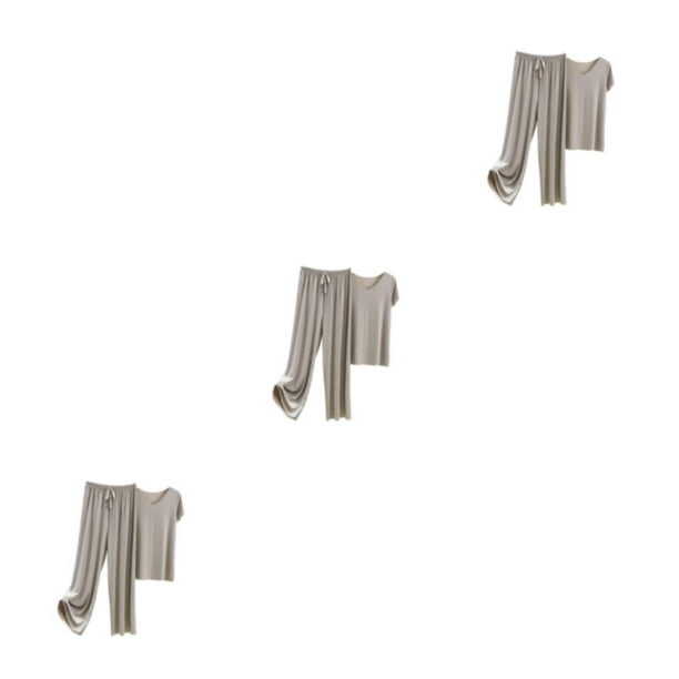 Conjunto de Pijama de Seda Helada Sonducket para Mujer Camiseta Cuello en V Pantalones Sueltos