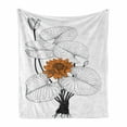 thumbnail image 1 of Flower Soft Flannel Fleece Throw Blanket, Water Lily with Orange Flower and Monochrome Leaves Pattern, Cozy Plush for Indoor and Outdoor Use, 60" x 80", Orange Black and White, by Ambesonne, 1 of 6
