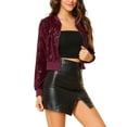 thumbnail image 5 of MODA NOVA Juniors Sequin Sparkle Zipper Cropped Bomber Jacket, 5 of 6