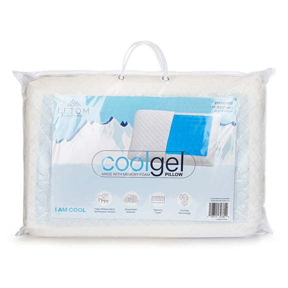 LETOM Cooling Gel Memory Foam Standard  Bed Pillow, White
