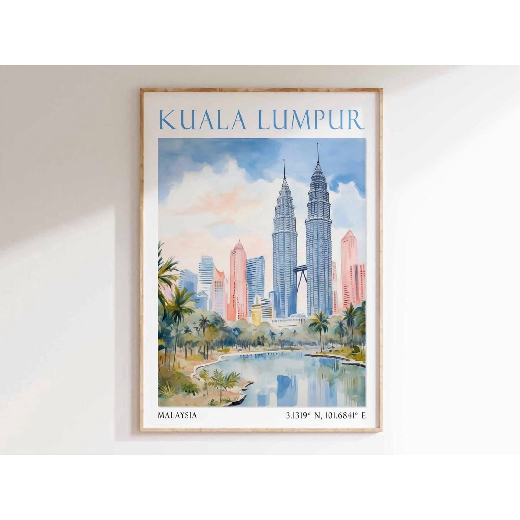 Kuala Lumpur Malaysia Travel Poster With Modern Skyline City Decor