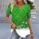 thumbnail image 1 of Camisetas con estampado de tema navideño para mujer, camisetas de manga corta, ropa de moda divertida feliz para mujer, jersey de gran tamaño con cuello en V, 1 of 5
