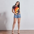 thumbnail image 5 of KLL Women 's Crew Neck Bodysuit Jumpsuits Sunset Surfing Silhouette Print Short onesies Stretch T Shirts, 5 of 5