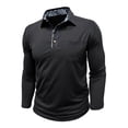 thumbnail image 4 of Yusimy Mens Spread Collar Long Sleeve Shirt Contrast Placket Button Pullover Classic Casual Golf Tennis Active Daily Wear, 4 of 6