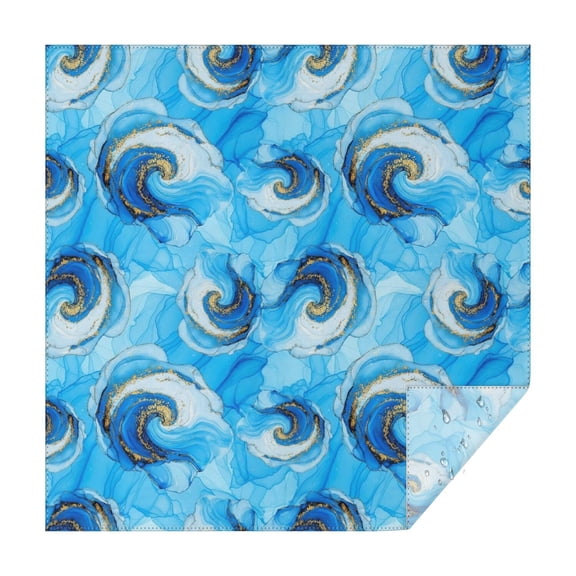 Blue Gold Marble Pattern Square Tablecloth,Waterproof Square Table Cover,Wipeable Spillproof Washable Table Cover for Home Kitchen Party Decor 42"X42"(107x107cm)