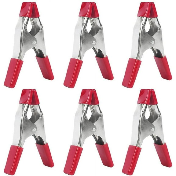 Rubber-Coated Metal Spring Clamps, 4 Inch, Set of 6 for Tarp & Woodworking - Heavy Duty Grip Pliers