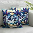 thumbnail image 3 of Orinice  Palm Tree Throw Pillow Cushion Cover, Colorful Cartoon Tropical Island Hawaiian Torch Seagulls Sunset Summer Theme, Decorative Square Accent Pillow Case,  White, 3 of 5