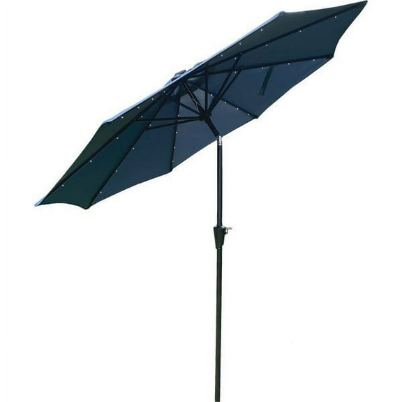Do it Best Tools Outdoor Expressions Patio Umbrella - Aluminum Tilt/Crank, Solar LED - 9 Ft, Heather Blue