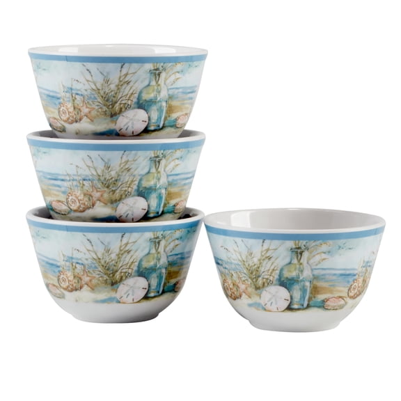 Certified International Coastal Landscape Dip Bowl Set, 4-inch Diameter, Set of 4, For Everyday Use, Kitchen Accessories, Party Celebration