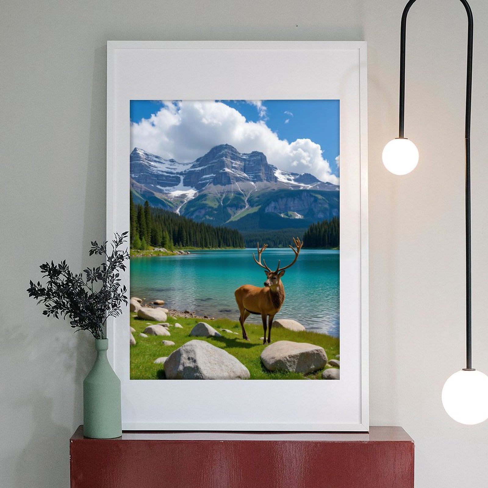 Diamond Art Kits for Adults - 5d Mountain Lake Deer Majestic Scenery Diamond Painting for Adults, Diamond Art for Adults Beginners, Diamond Painting Kits for Adults for Home Wall Decor